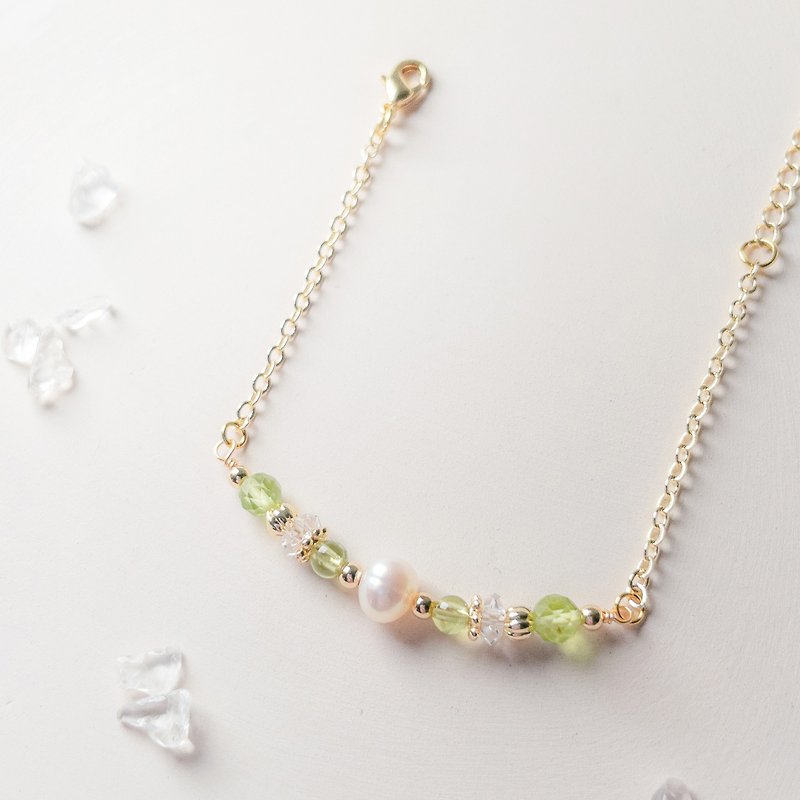 橄欖石 天然淡水珍珠 正能量手鍊 | 輕珠寶 - 手鍊/手鐲 - 寶石 綠色