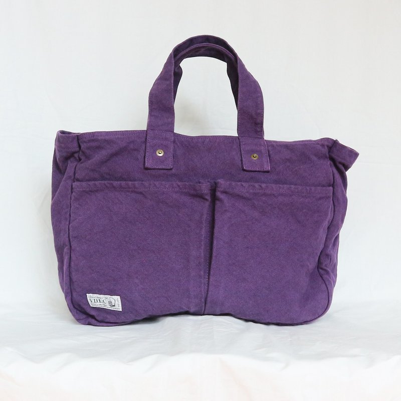 Zip Box Tote Bag [2024 Fall/Winter Limited Edition Color: Pansy] (VC-24) - กระเป๋าถือ - ผ้าฝ้าย/ผ้าลินิน สีม่วง