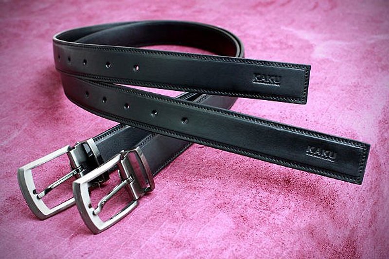 KAKU hand leather double leather belt - เข็มขัด - หนังแท้ 