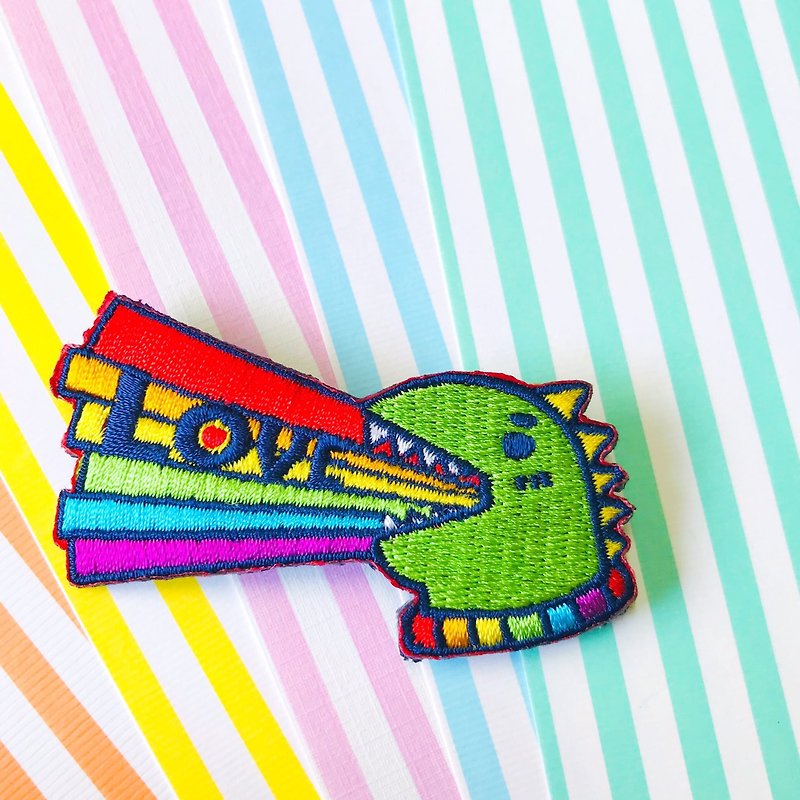Embroidery pins embroidered cloth hot-rainbow series-rainbow dinosaur - อื่นๆ - งานปัก หลากหลายสี
