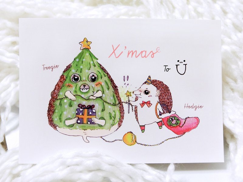 Merry Xmas with little hedgehog - Cards & Postcards - Paper Multicolor