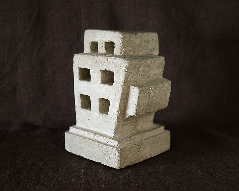 Ruins Concrete Bookend (apartment) - Items for Display - Cement Gray