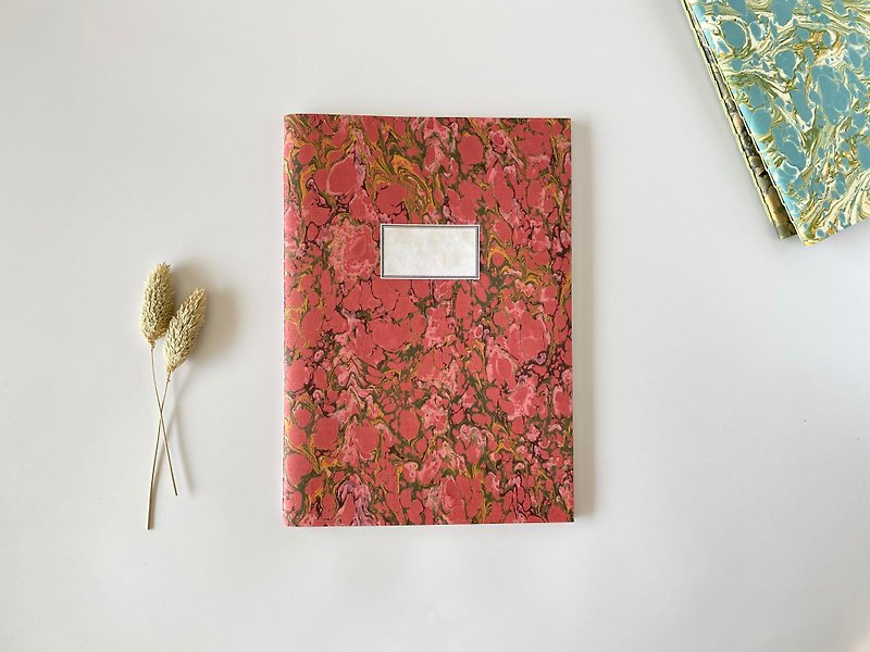 Marbled paper notebook A5 - สมุดบันทึก/สมุดปฏิทิน - กระดาษ สึชมพู