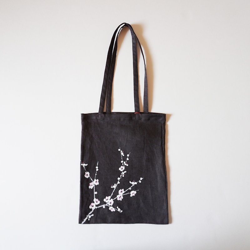 Handbag Bag Charcoal Gray Shiraume - กระเป๋าแมสเซนเจอร์ - ผ้าฝ้าย/ผ้าลินิน สีเทา