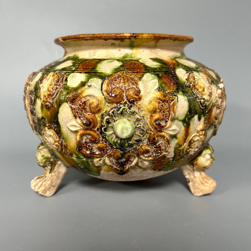 唐三彩貼花三足爐 - 擺飾/家飾品 - 陶 卡其色