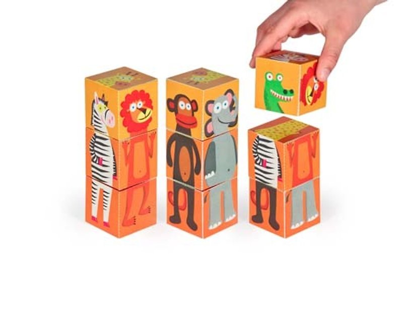 【pukaca手作益智玩具】紙積木系列 - 叢林小動物 - 嬰幼兒玩具/毛公仔 - 紙 多色