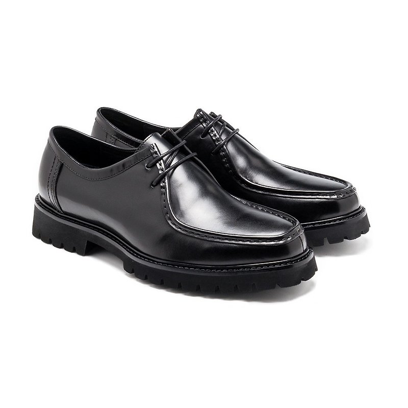 Thick sole heightening/classic kangaroo shoes black - รองเท้าหนังผู้ชาย - หนังแท้ 