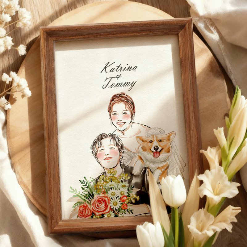 Watercolor portrait illustration| Romantic Couple|Custom portrait|Birthday gift - Customized Portraits - Other Materials 