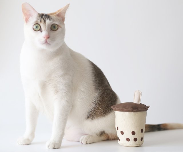 パールミルクティー白翡翠抹茶タイミルクティー猫ストローバッグ猫のおもちゃを入れて再利用できます ショップ ケッペルスタジオ おもちゃ Pinkoi