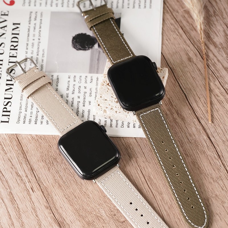 Apple watch - [Canvas Collection for Summer] Car-line Canvas Apple Watch Band - สายนาฬิกา - เส้นใยสังเคราะห์ สีเขียว