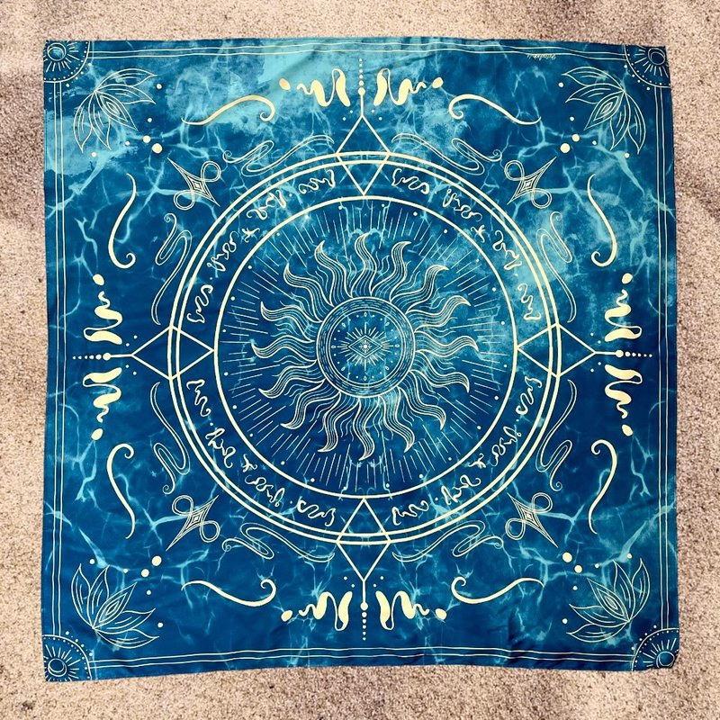 The Soul Whale Tarot Cloth -The Sun - Rugs & Floor Mats - Silk Blue