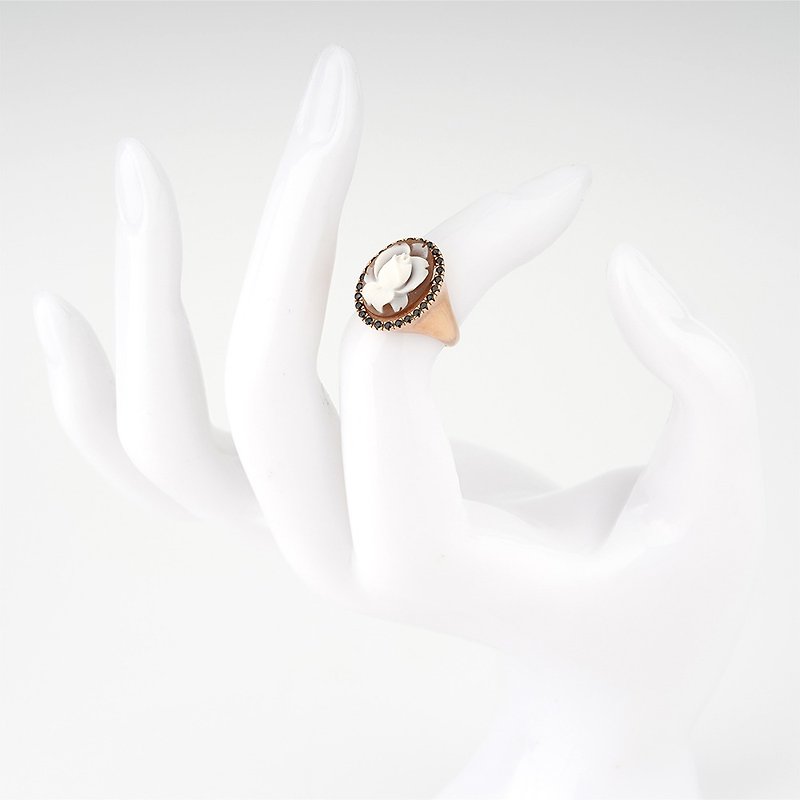 義大利手工貝雕輕珠寶_CI_A130_1R - 戒指 - 純銀 金色
