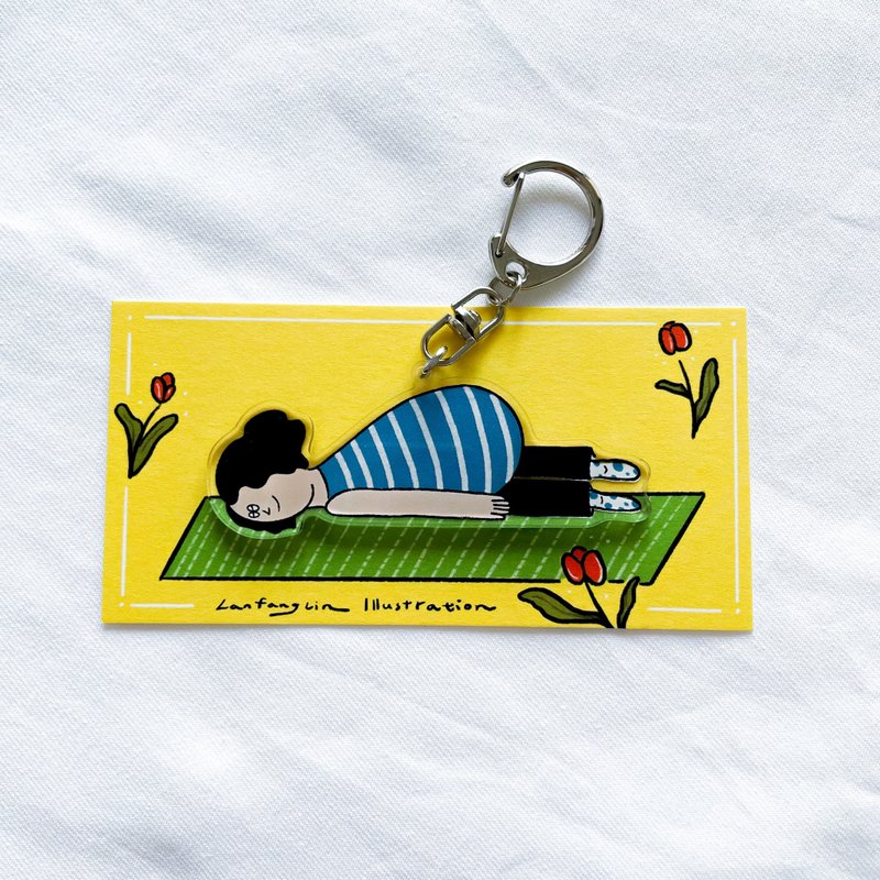 Daily yoga ʘ balasana - illustration key ring - Keychains - Other Materials Blue