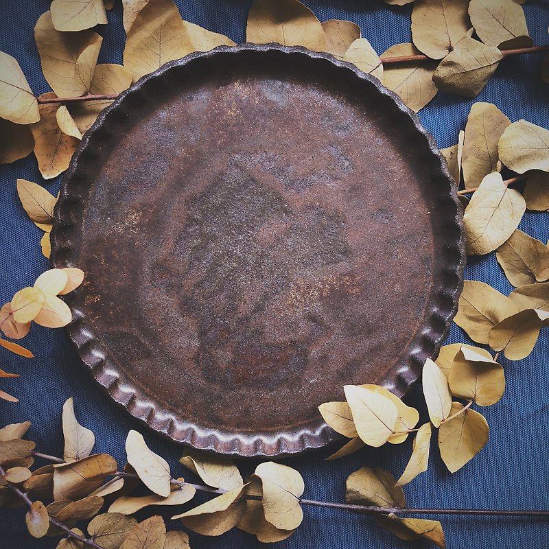 金屬釉大圓盤(直徑22cm) - 盤子/餐盤 - 陶 咖啡色