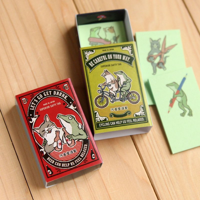 Cat and Frog Matchbox Sticky Note - กระดาษโน้ต - กระดาษ สีแดง