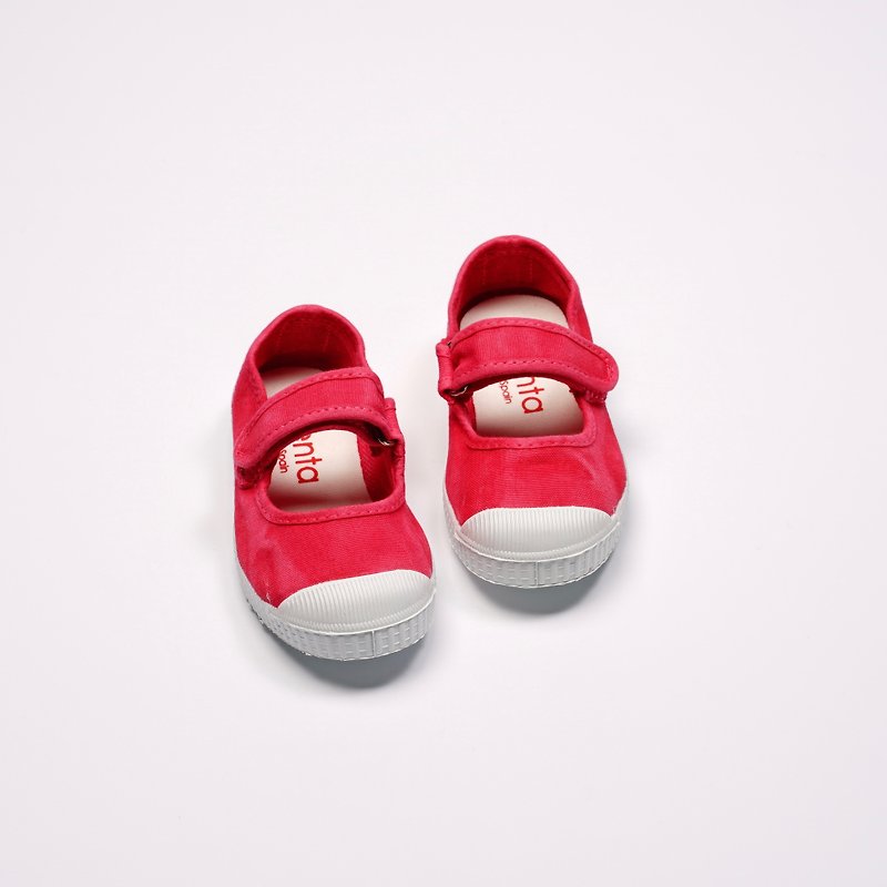 西班牙帆布鞋 CIENTA 76777 67 桃紅色 洗舊布料 童鞋 瑪莉珍 - 童裝鞋 - 棉．麻 紅色