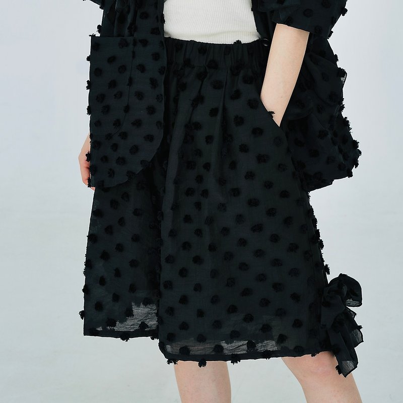 Black cut flower five-point pants / pants shorts Japanese all-match trend bow - Women's Shorts - Cotton & Hemp Black