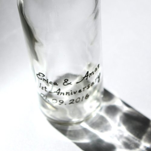 &amp;lt;Personalized Gift&amp;gt; Customized Personal Glass Bottle Gift in Silver Words • Art Calligraphy