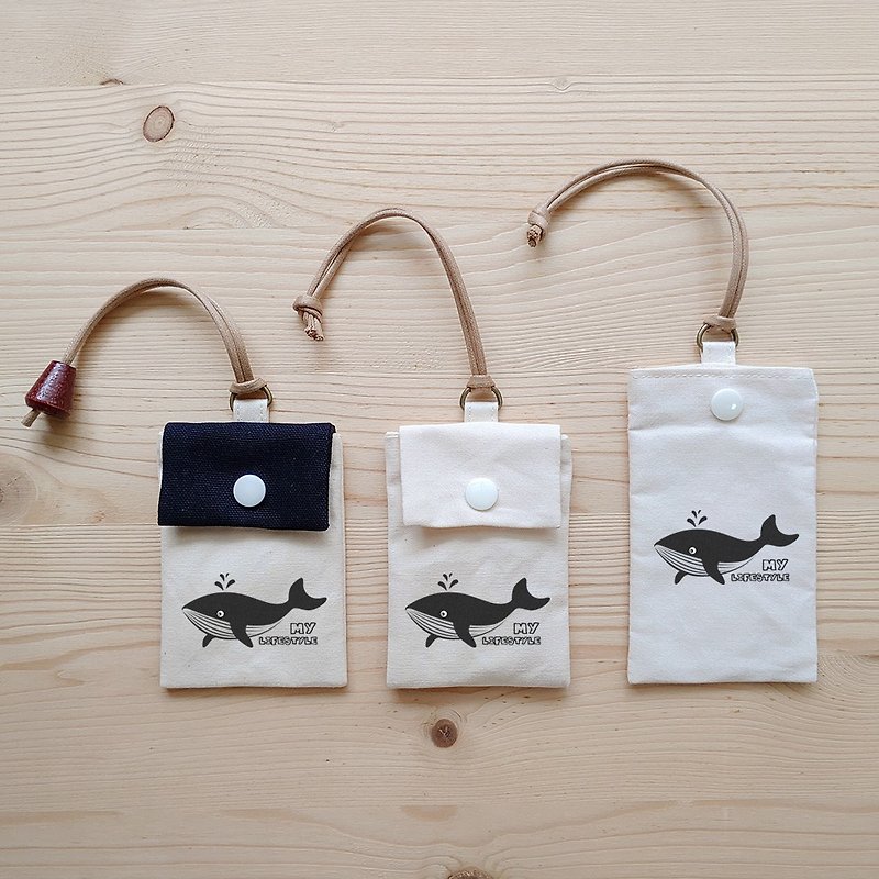 Card holder / leisure card bag _ whale - ID & Badge Holders - Cotton & Hemp Black