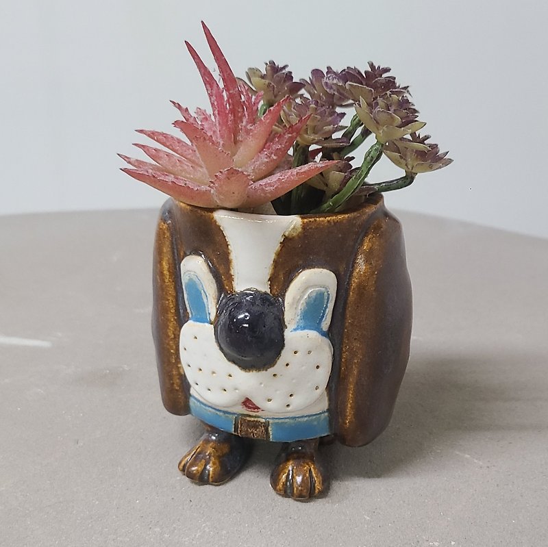 Little Springer Spaniel Flower Pot - Pottery & Ceramics - Pottery Brown