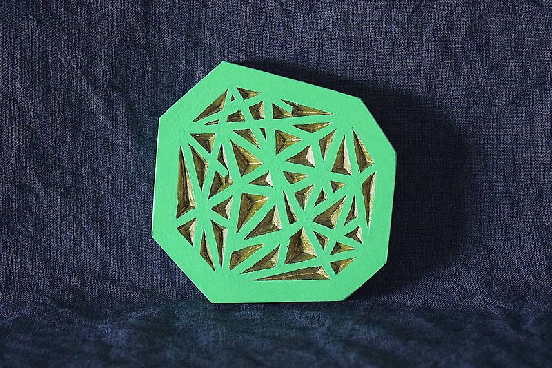 ジオメトらない手鏡（intersect）緑 - メイク道具・鏡・ブラシ - プラスチック グリーン