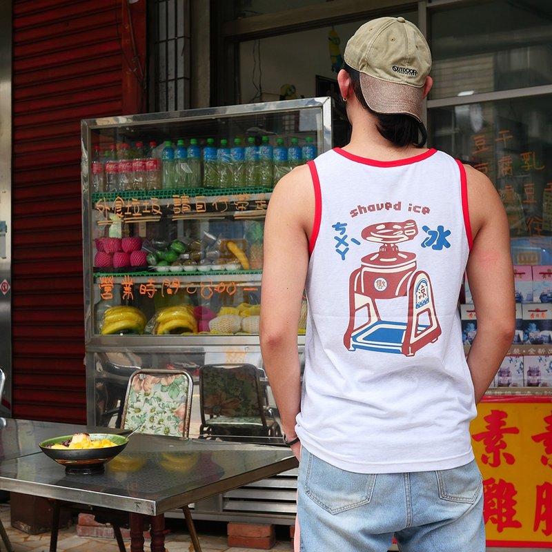 2024 夏季復古背心/吊嘎－ㄘㄨㄚˋ冰/剉冰　(剩S/L/XL/2L號) - 男背心 - 棉．麻 