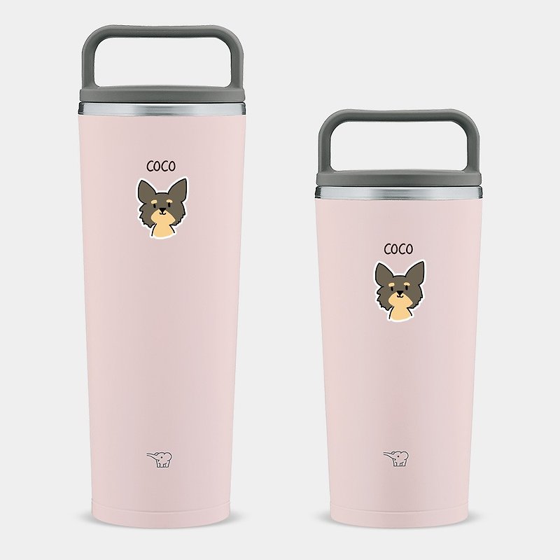 [Customized gift] Chihuahua English name Japanese Zojirushi hanging ring accompanying cup PU031 - Vacuum Flasks - Stainless Steel Pink
