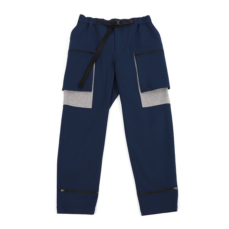 Sunder Semi-dimensional Pocket 2way Pants-Blue - กางเกงขายาว - วัสดุอื่นๆ สีน้ำเงิน