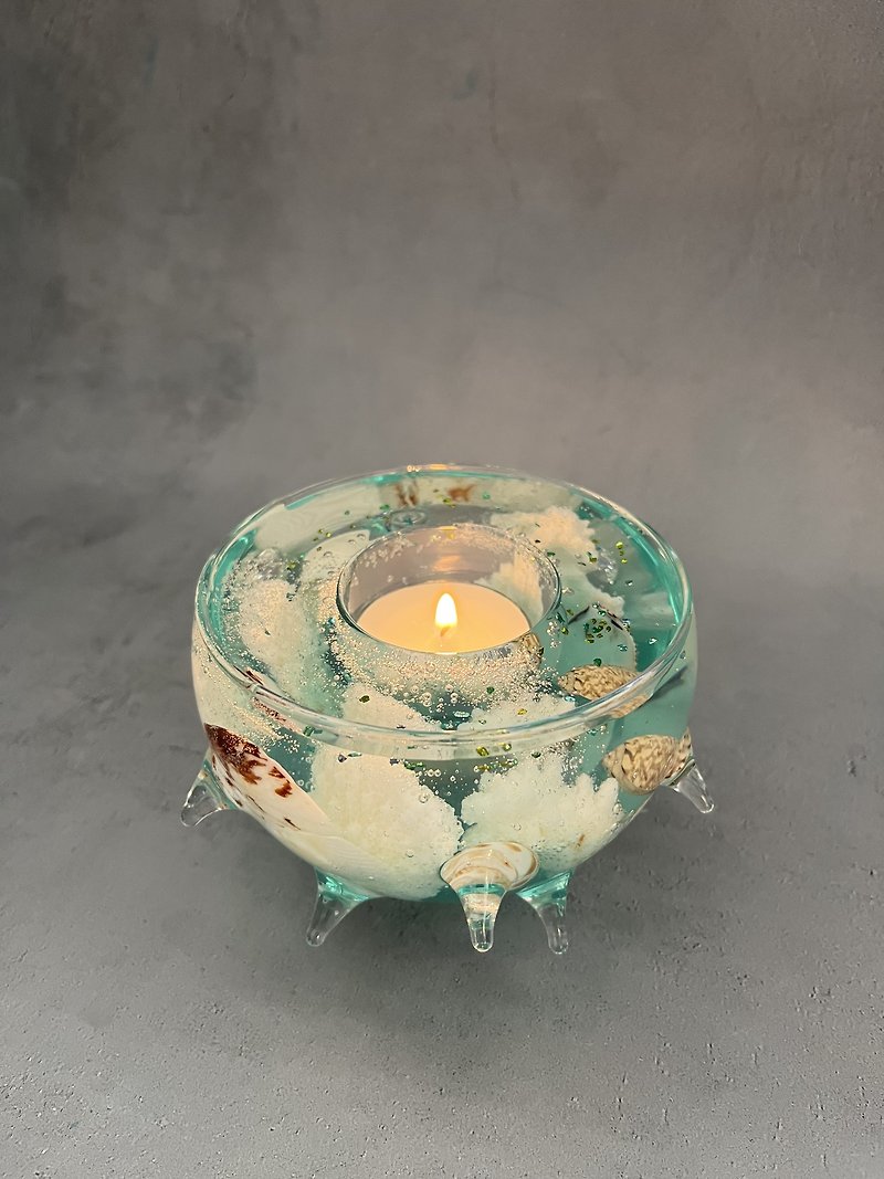 Uni - 海膽造型玻璃蠟燭台 (附茶蠟四個) - 香薰蠟燭/燭台 - 玻璃 