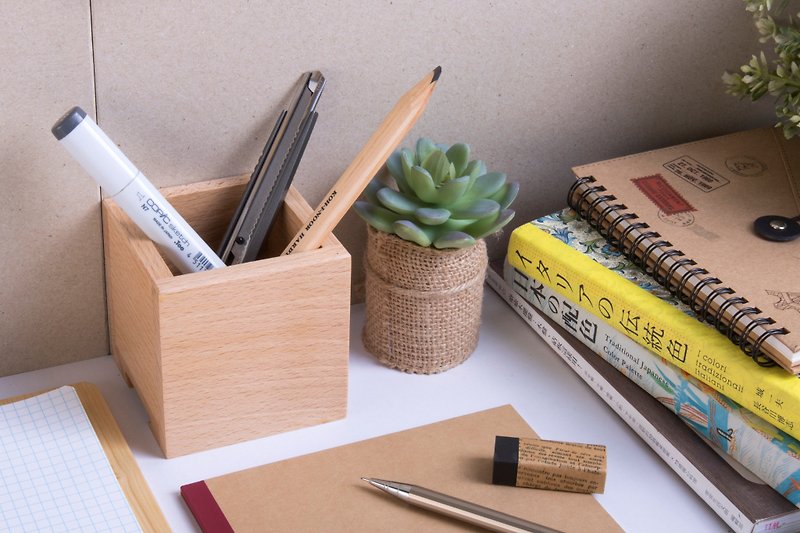 【Single grid pen case (H8cm) 】Handmade wooden pen holder stationery case - กล่องใส่ปากกา - ไม้ 