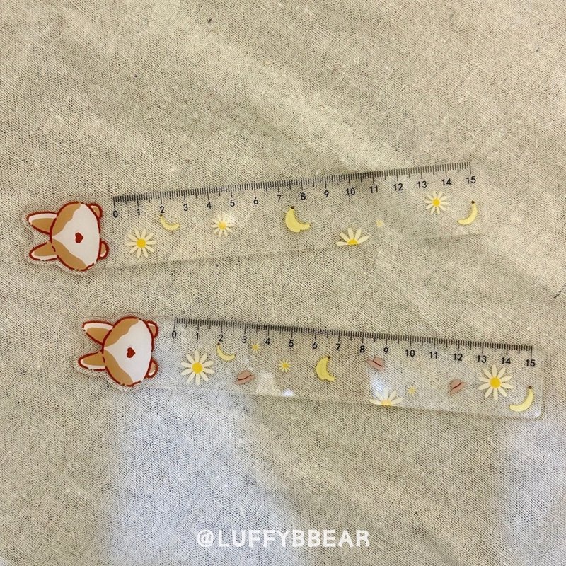 Macau original hand-painted Luffy corgi shaped ruler (hat style/banana style) - อื่นๆ - พลาสติก หลากหลายสี