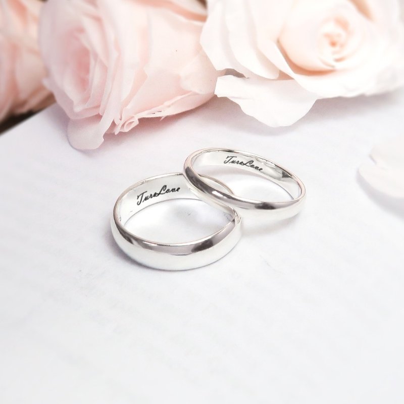 [Customized gift] Arc couple ring set [narrow version + wide version] 925 sterling silver ring - แหวนคู่ - เงินแท้ สีเงิน