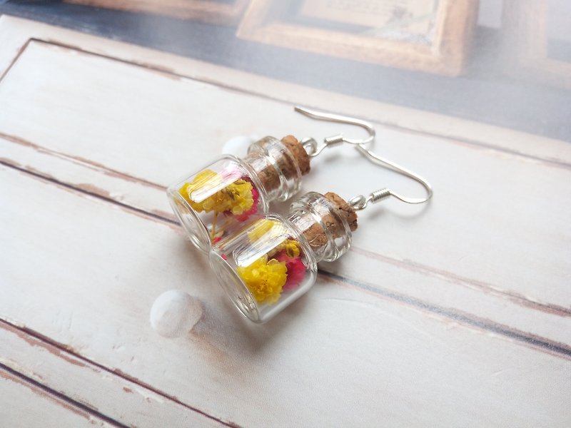 Handmade Flower Earrings. Handmade Jewelry with Real Flowers, Bottle of flowers - Earrings & Clip-ons - Glass Multicolor
