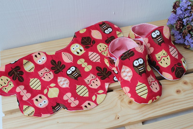 Lovely Owl - red full moon ceremony births ceremony baby bibs shoes + - รองเท้าเด็ก - วัสดุอื่นๆ หลากหลายสี
