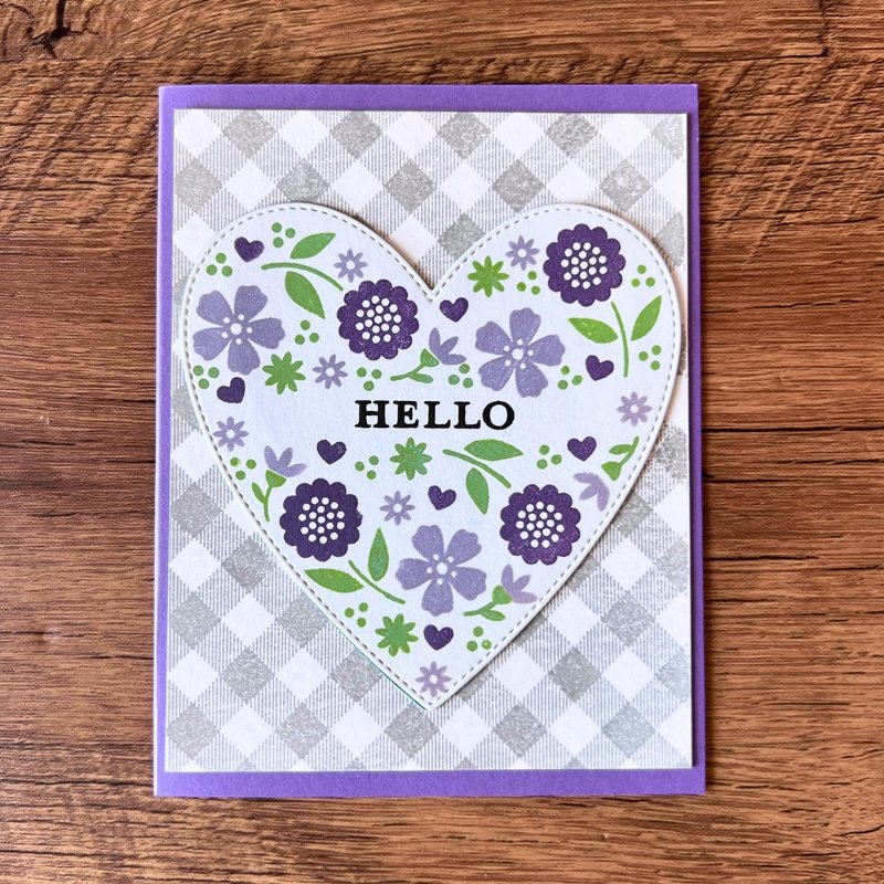 HELLO flower herated peach hearted piercing All Occasions Card - การ์ด/โปสการ์ด - กระดาษ สีม่วง