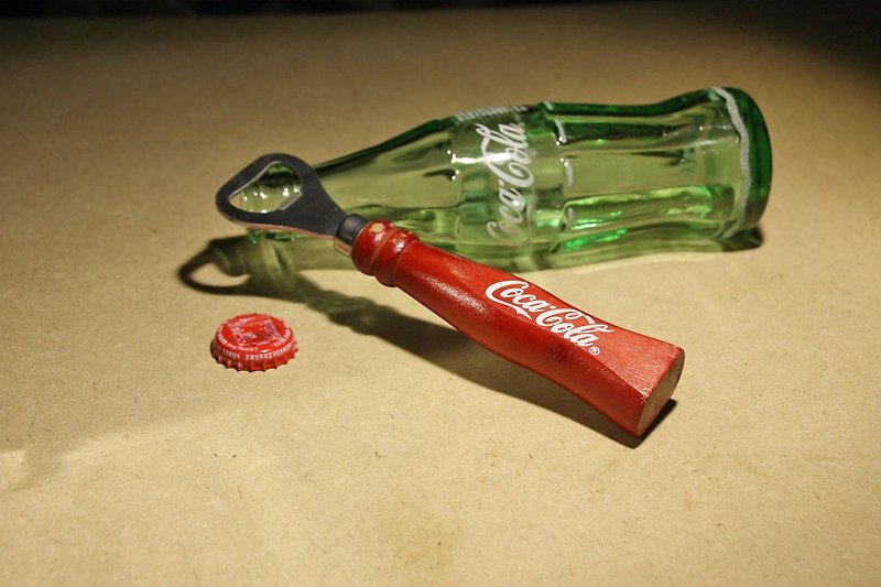 Purchased from the Netherlands COCA COLA Coca-Cola red cola bottle outline wooden handle bottle opener - Bottle & Can Openers - Wood Red