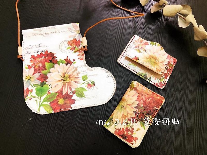 Dali Flower Socks Shoulder Bag Card Case ID Folder Leather Collage [Limited Spot Edition] - Messenger Bags & Sling Bags - Genuine Leather Red