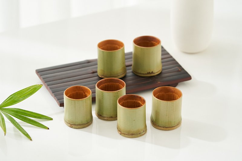 Raw Lacquer Series-Bamboo Cup Set (6pcs) - Cups - Bamboo Green