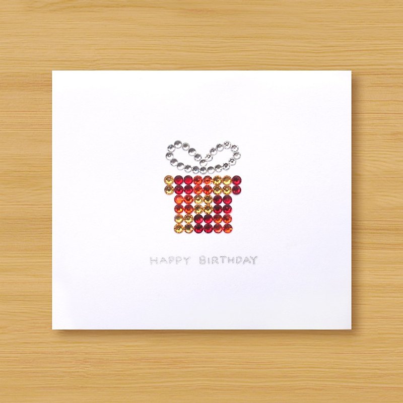 Hand-applied diamond card _ sparkling gift box _B ... birthday card, thank you card - การ์ด/โปสการ์ด - กระดาษ สีแดง