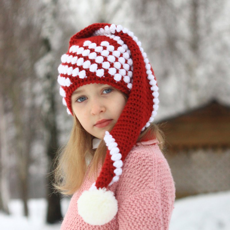 Crochet Hat Pattern/Christmas Santa hat pattern (3/6 to Adult sizes) - Knitting, Embroidery, Felted Wool & Sewing - Other Materials Red