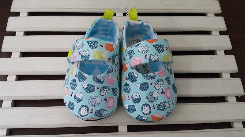 Little hedgehog baby toddler shoes (12cm) 【S171203】 - รองเท้าเด็ก - ผ้าฝ้าย/ผ้าลินิน สีน้ำเงิน