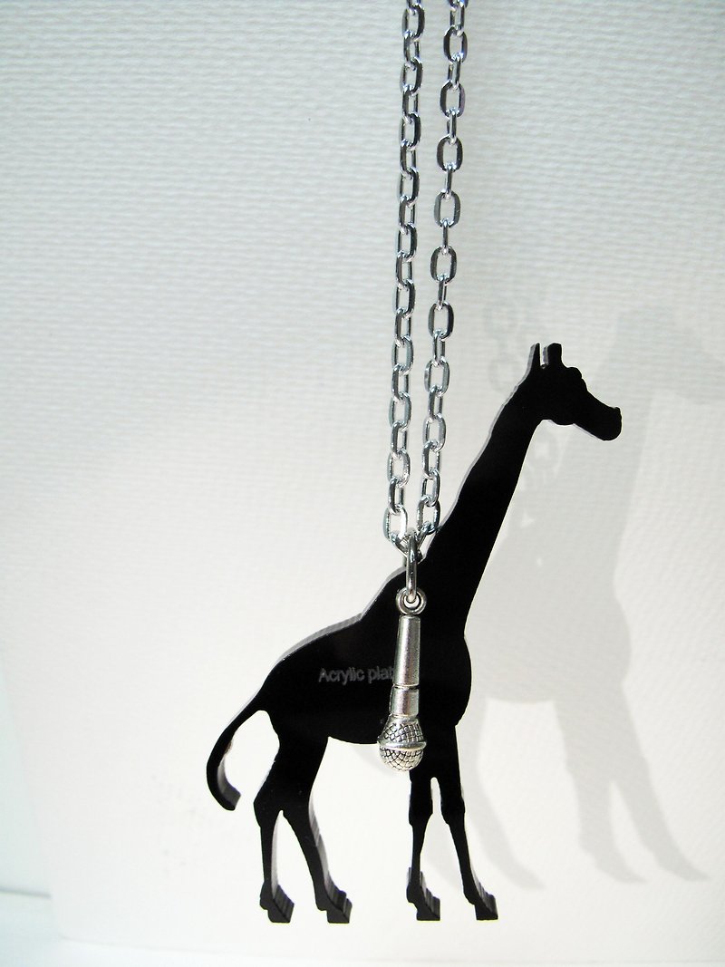 Lectra Duck▲The giraffe who loves to sing▲Necklace/key ring - Necklaces - Acrylic Black