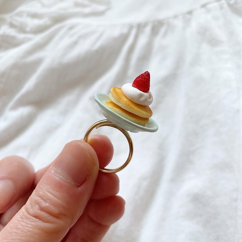 ミニチュアフード　パンケーキのリング - リング - 粘土 多色
