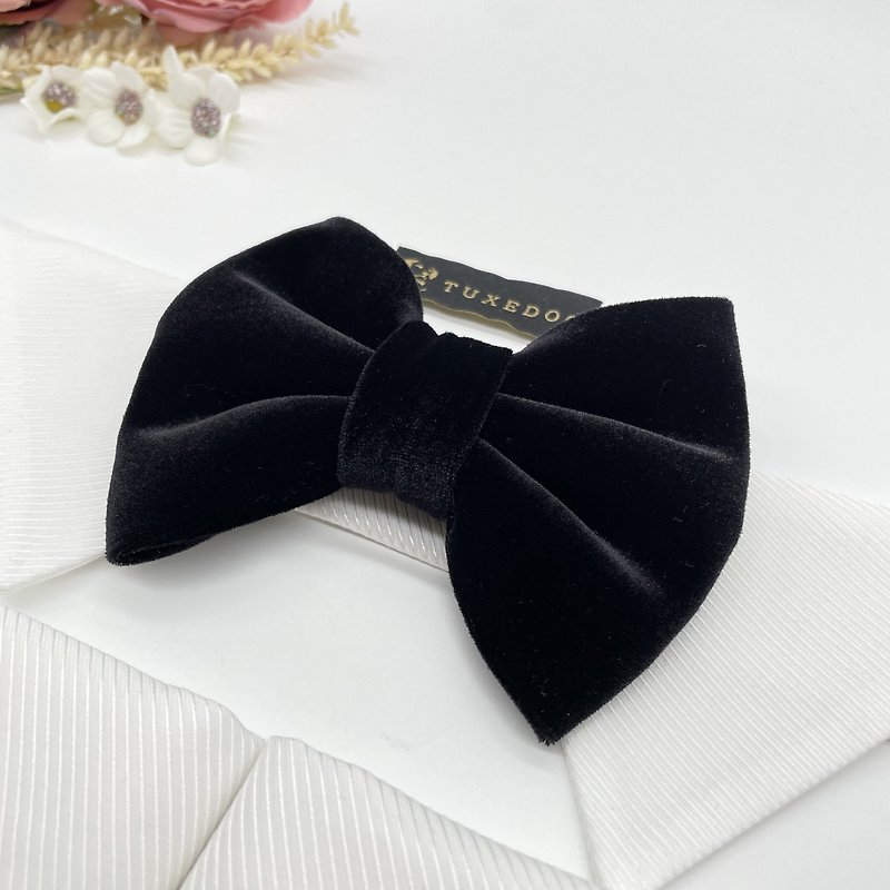 Dog Wedding TUXEDO Black Velvet Bow Tie collar &amp; cuff set