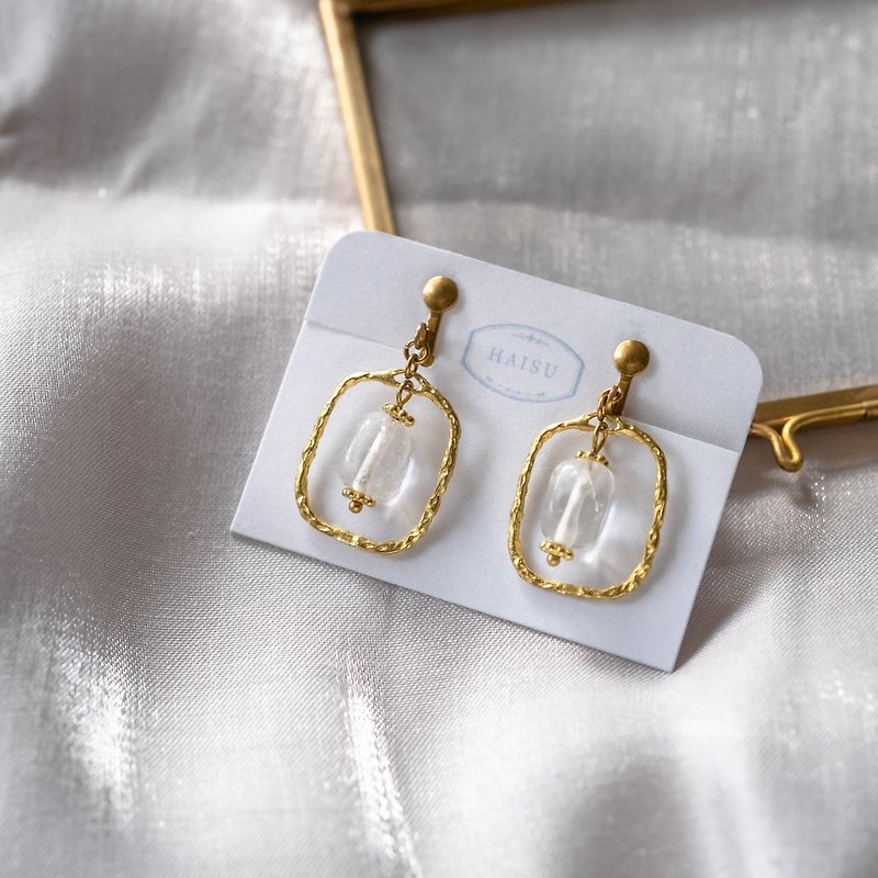 White crystal earrings and Clip-On with adjustable clips - ต่างหู - วัสดุอื่นๆ หลากหลายสี