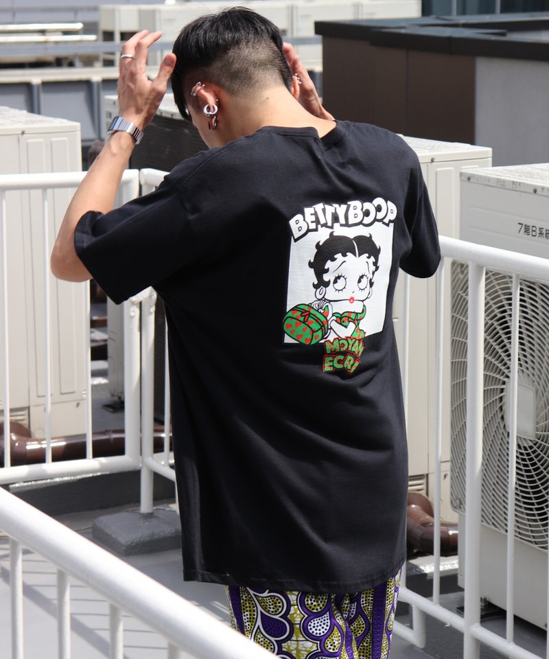 moyan×Betty Boop collaborration T-shirts - 女 T 恤 - 棉．麻 黑色