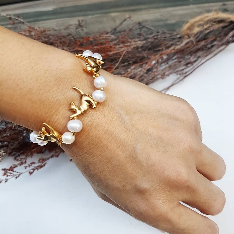 2018_Cat Model Natural Pearl Necklace_Hand Necklace Activity Dual-use Design 1plus1 Series - Bracelets - Pearl White