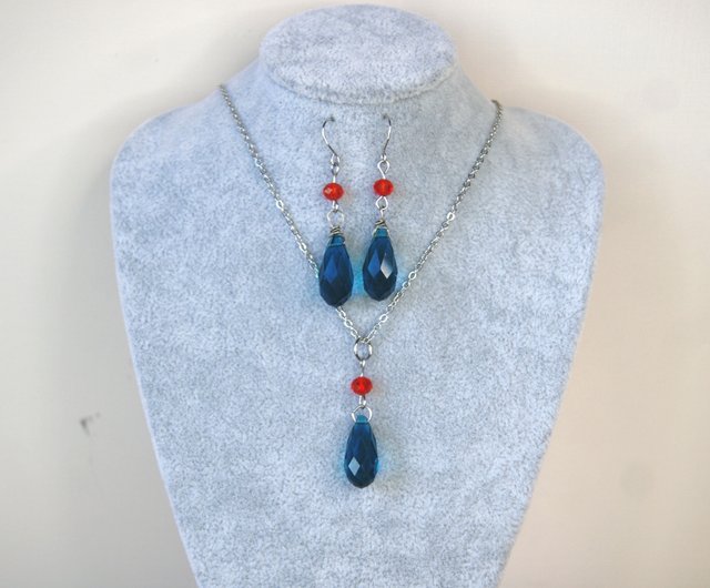 ブルー ティアドロップ アニメ イヤリングとネックレス ハウル
