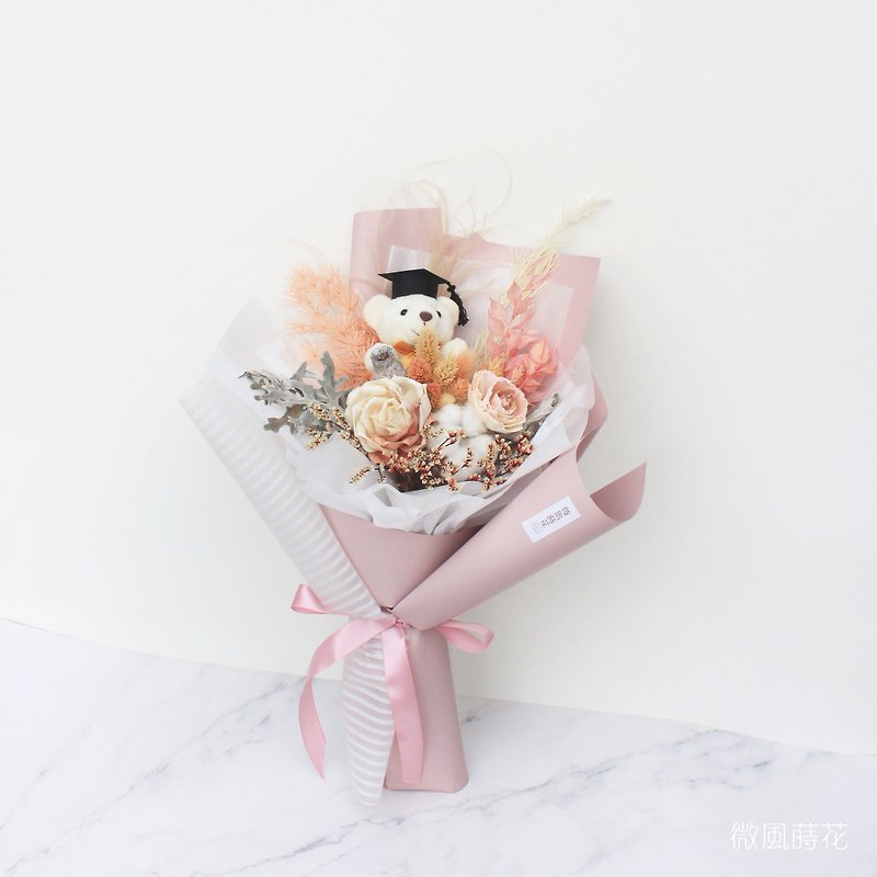 [Compatible] Pink graduation bouquet/dry bouquet/graduation bear bouquet - Dried Flowers & Bouquets - Plants & Flowers Pink