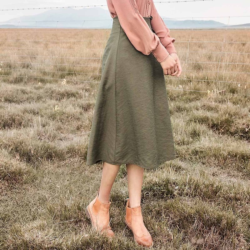 安妮陳2018春裝新款女士腰帶可調節純色半身裙洋裝 - 裙子/長裙 - 其他材質 綠色